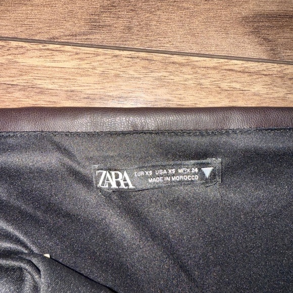 Zara Faux Leather Bandeau Crop Top | Dark Brown | Size XS - Picture 5 of 5